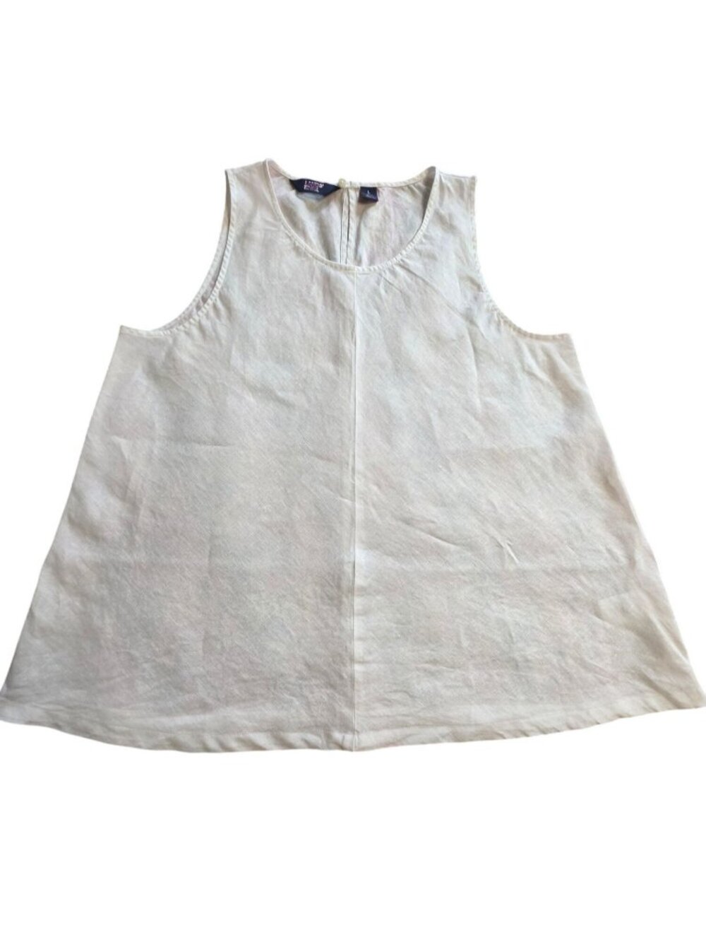 Lands' End 100% Linen White Tank Top L 14-16 Coastal Grandma Minimalist Shell - Picture 3 of 11